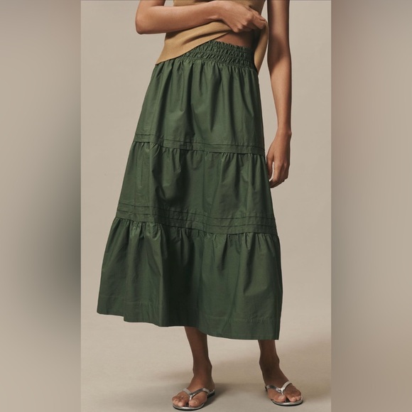 Anthropologie The Somerset Poplin Tiered Maxi Skirt, Size SP - Picture 3 of 11